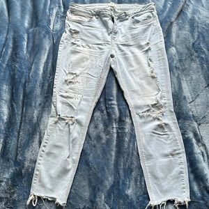 Forever 21 washed light blue distressed jeans